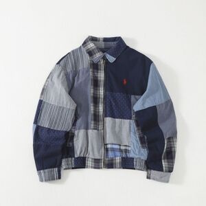 Patchwork Plaid Jacket with Red Logo